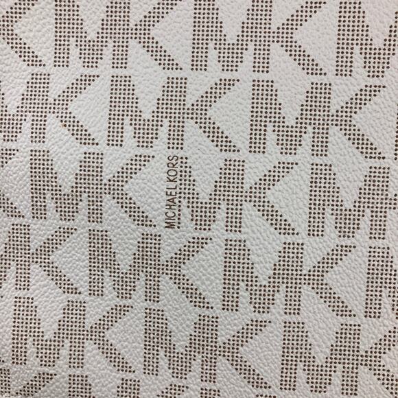 Michael Kors Cream Brown Signature Jet Set Zip Pouch Wristlet Purse Insert Bag - Picture 4 of 9